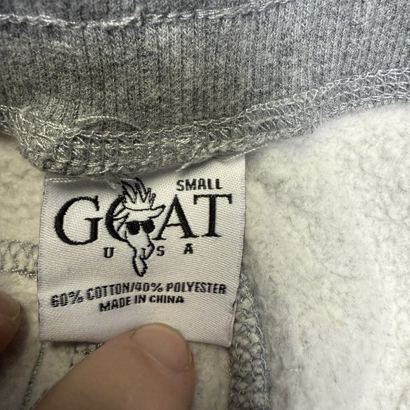GOAT USA Sweatpants Mens Small Gray Jogger Pants Crown Goat Logo Fleece Sweats - Picture 4 of 9